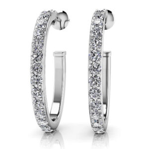 Diamond Oval Hoop Earrings In White Gold Yellow Gold Or Platinum