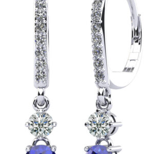 Double Drop Gemstone and Diamond Hoop Earrings
