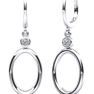 Double Oval Drop Diamond Hoop Earrings