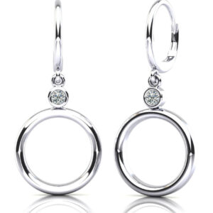 Double Circle Drop Diamond Hoop Earrings
