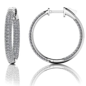 Triple Row Inside Out Diamond Earrings Small In 14K 18K Yellow White Or Rose Gold