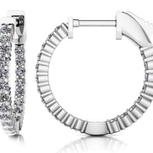 Single Row Inside Out Diamond Hoop Earring Petite In Platinum Or Gold