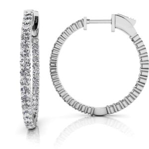 Single Row Inside Out Diamond Hoop Earring Small