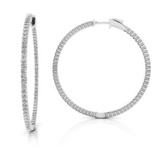 Single Row Inside Out Diamond Hoop Earring Medium In 14K 18K Or Platinum