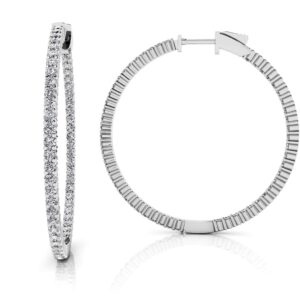 Single Row Inside Out Diamond Hoop Earring Large