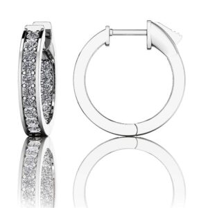 Petit Prong Set Diamond Lined Hoops In Gold Or Platinum