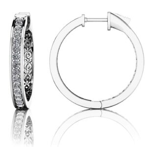 Small Prong Set Diamond Lined Hoops In Yellow White Gold Or Platinum