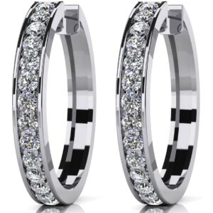 Prong Set Diamond Lined Hoops Medium