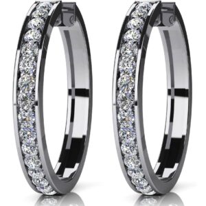 Prong Set Diamond Lined Hoops Large