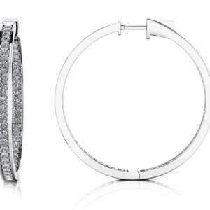 Large Shared Prong Single Row Diamond Hoops