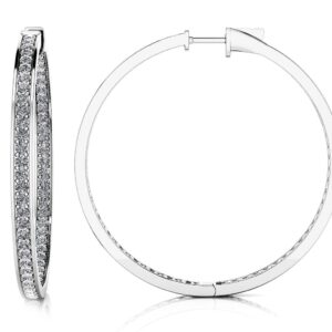 Extra Large Shared Prong Single Row Diamond Hoops In White Yellow Or Rose Gold