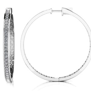 Extra Large Prong Set Diamond Lined Hoops