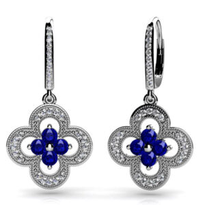 Lucky Blossom Gemstone Drop Earrings In 14K 18K Rose Gold White Gold Or Yellow Gold