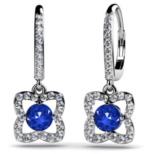 Diamond And Gemstone Blossom Drop Earrings