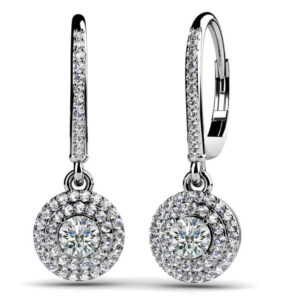 Surrounded By Sparkle Diamond Hoop Earrings In White Yellow Or Rose Gold