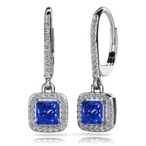 Princess Cut Gemstone And Diamond Drop Earrings