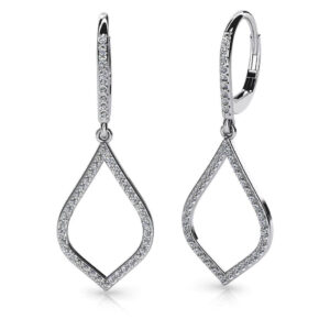 Open Leaf Diamond Drop Earrings