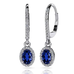 Oval Shaped Gemstone And Diamond Earrings In 18K 14K Yellow Gold Or White Gold
