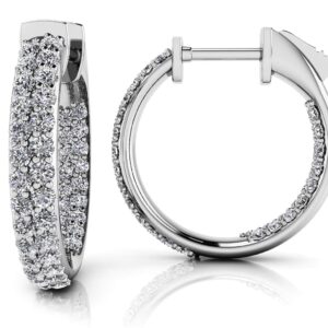 Inside Out Domed Diamond Hoop Earrings Extra Small In 14K 18K Or Platinum