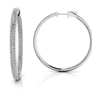 Inside Out Diamond Pave Hoop Earrings Large In 14K 18K White Yellow Or Rose Gold