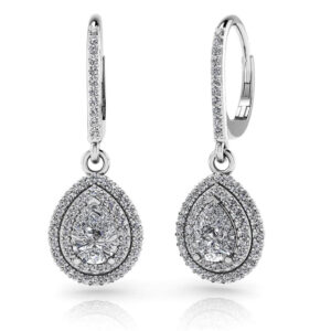Vintage Teardrop Diamond Earrings In 14K 18K White Yellow Gold Platinum