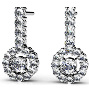 Diamond Wheel Drop Earrings Available In White Yellow And Rose