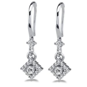 Diamond Filled Diamond Drop Earrings In 14K 18K White Yellow Or Rose Gold