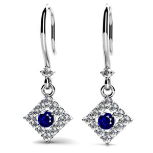 Diamond Shaped Gemstone Drop Earrings In 18K 14K Yellow Gold Or White Gold