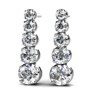 Vertical Journey Diamond Earrings In White Yellow Or Rose Gold