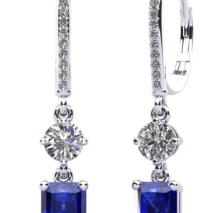 Elegant Emerald Cut Gemstone Drop Earrings