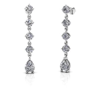Brilliant Round And Pear Drop Diamond Earrings