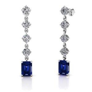 Glittering Round Drop Emerald Gemstone Earrings