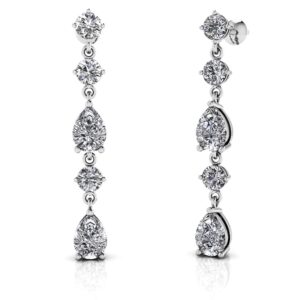 Extended Elegant Diamond And Pear Drop Earrings