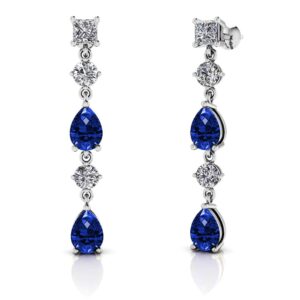 Bold Alternating Diamond And Gemstone Earrings Available In Platinum Or Gold