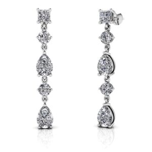 Glamorous Alternating Diamonds Drop Earrings In 14K 18K White Yellow Or Rose Gold