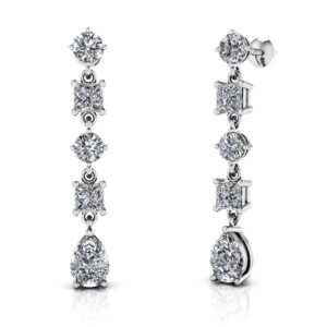 Alternating Diamond Drop Earrings Available In Gold Or Platinum