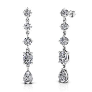 Moonlight Multi Shaped Diamond Drop Earrings In White Yellow Gold Or Platinum