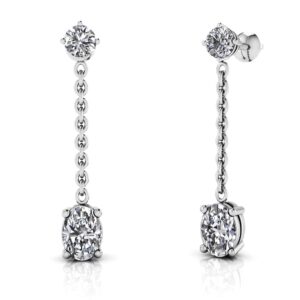 Modern Oval Diamond Drop Earrings