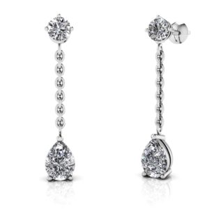 Elegant Pear Diamond Drop Earrings Available In White Yellow And Rose