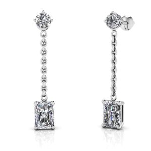 Emerald Diamond Drop Earrings Available In White Yellow And Rose