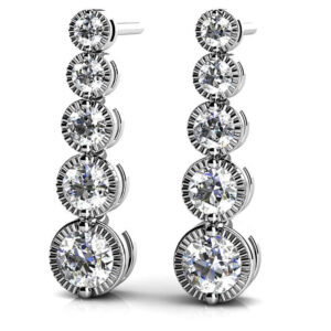 Milgrain Edge Diamond Journey Earrings Available In Platinum Or Gold