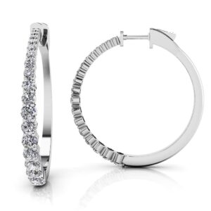 Brilliant Tapered Diamond Hoop Earrings Available In Gold Or Platinum