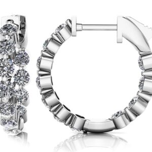 Shared Prong Diamond Hoop Earrings Extra Small In White Yellow Or Rose Gold