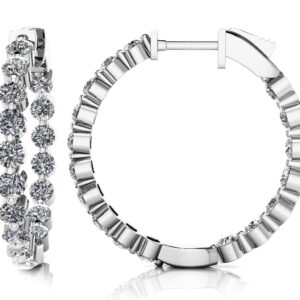 Shared Prong Diamond Hoop Earrings Small In White Yellow Gold Or Platinum