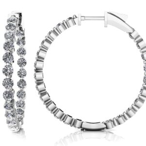 Shared Prong Diamond Hoop Earrings Medium