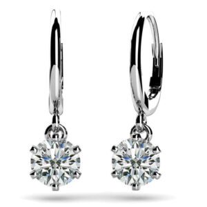 Six Prong Solitaire Diamond Drop Earrings