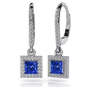 Princess Cut Diamonds And Gems Drop Earrings In Gold Or Platinum