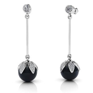 Midnight Black Pearl Drop Earrings In 14K 18K Yellow White Or Rose Gold