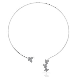 Diamond Butterfly Choker In 14K 18K White Yellow Or Rose Gold