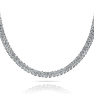 Diamond Checkerboard Necklace In Gold Or Platinum